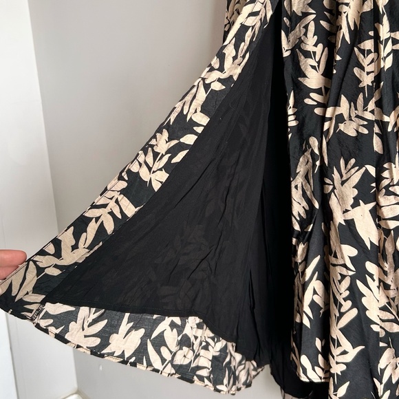 ba&sh Tabby Dress | Black/Beige Leaf Print | Size 1 (Small/US 4) - Picture 11 of 16